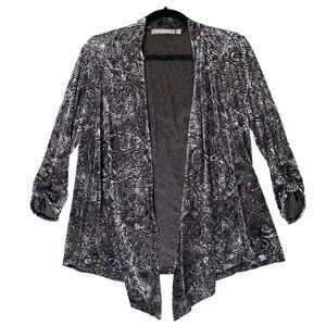 NY Collection‎ Cardigan Womens Size Small Black Velvet Burnout Whimsigoth Witchy